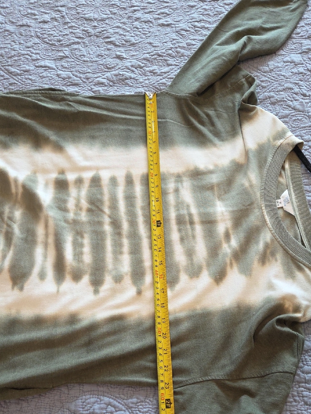 Time and Tru Olive Green and Cream Tie-Dye Long Sleeve Dress Size XL, new W/ Tag - Picture 10 of 11